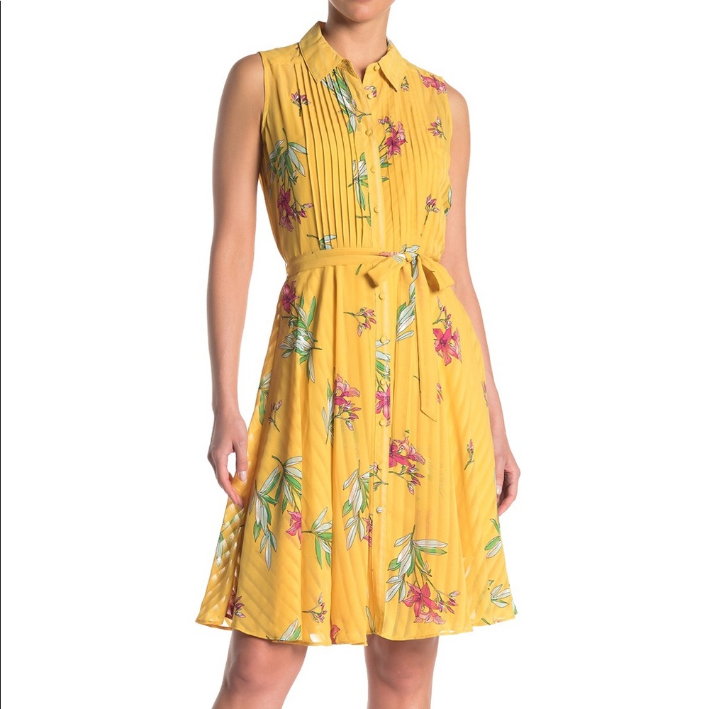 🔆NWT Nanette Lepore Floral Sleeveless Shirt Dress